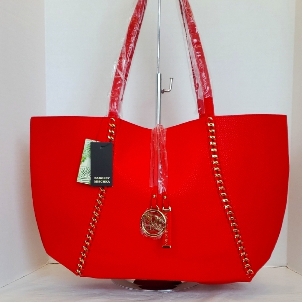 Badgley Mischka Red Tote Bag